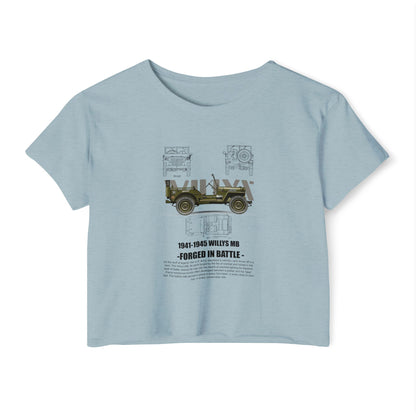 1941-1945 Willys MB Festival Crop Top - Vintage Military Graphic T-shirt for Women - CreativeRino