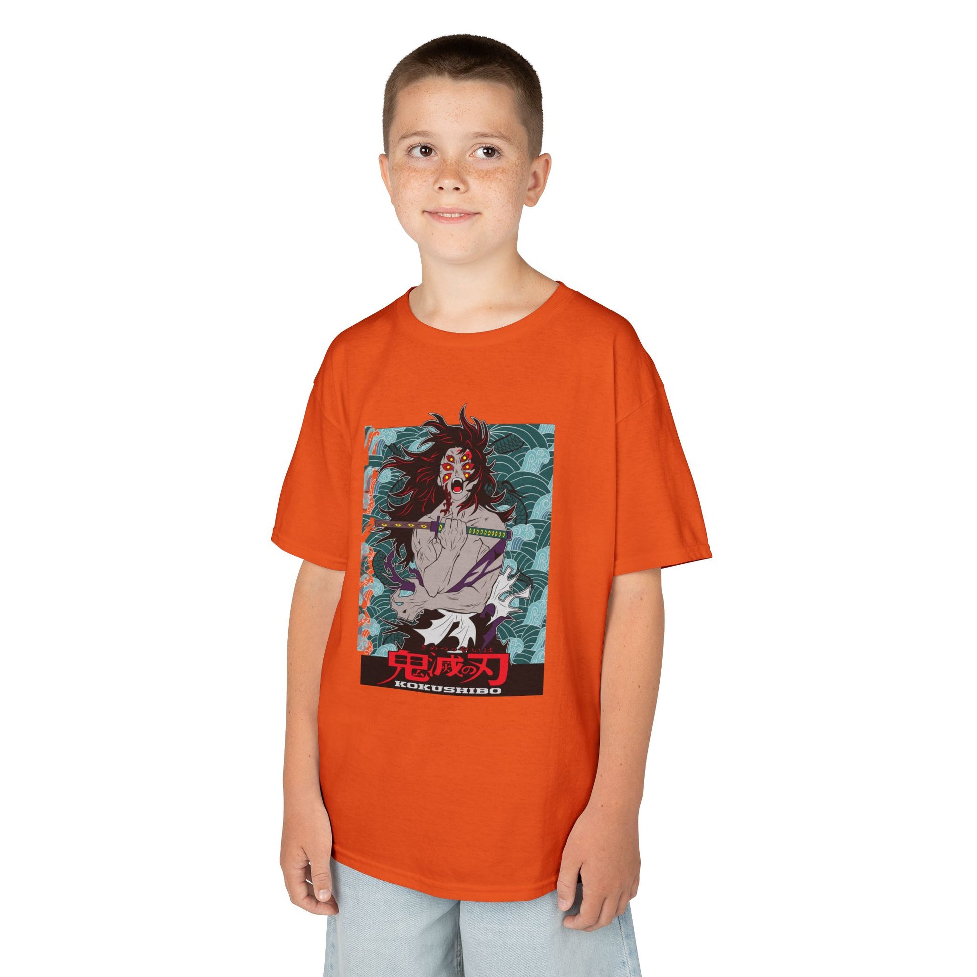 Anime-Inspired Kids Heavy Cotton Tee - Demon Slayer T-shirt - CreativeRino