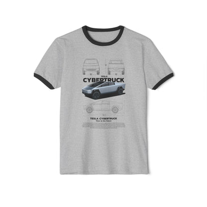 Retro Tesla Cybertruck Ringer T-Shirt for Casual Enthusiasts - CreativeRino