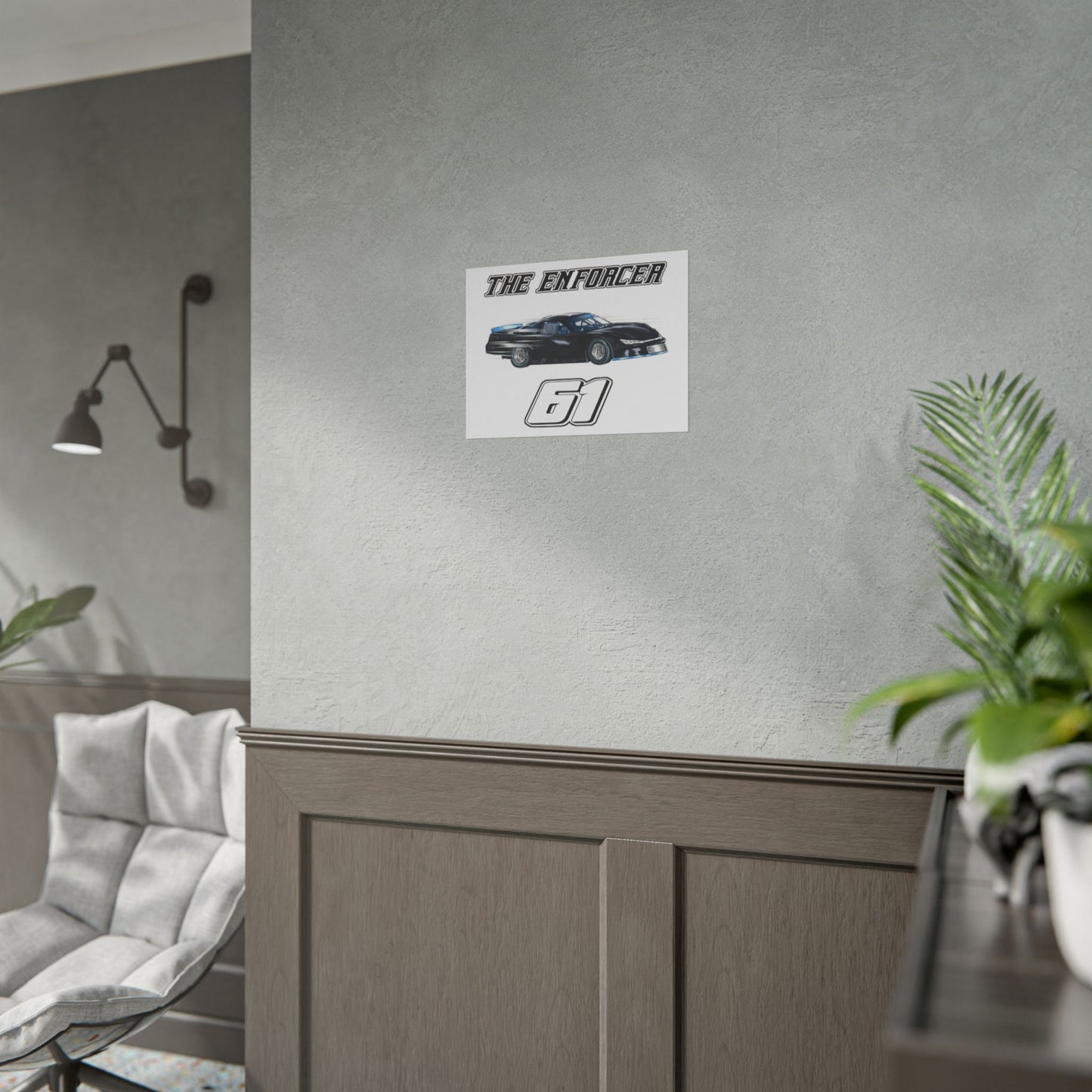 The Enforcer 61 Racing Rolled Poster - Dynamic Car Design for Motorsports Fans - CreativeRino