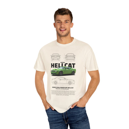 Dodge Charger SRT Hellcat Unisex Garment-Dyed T-Shirt - Car Enthusiast Apparel - CreativeRino