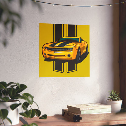 Yellow Sports Car Chevrolet Camaro Matte Vertical Poster - Car Enthusiast Decor - CreativeRino