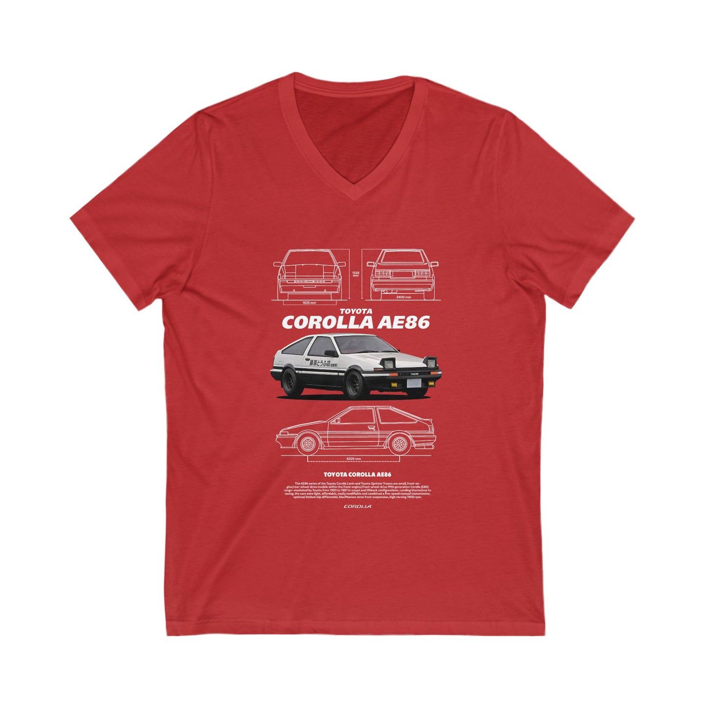 Toyota Corolla AE86 V-Neck Tee – Unisex Short Sleeve T-shirt for Car Enthusiasts - CreativeRino
