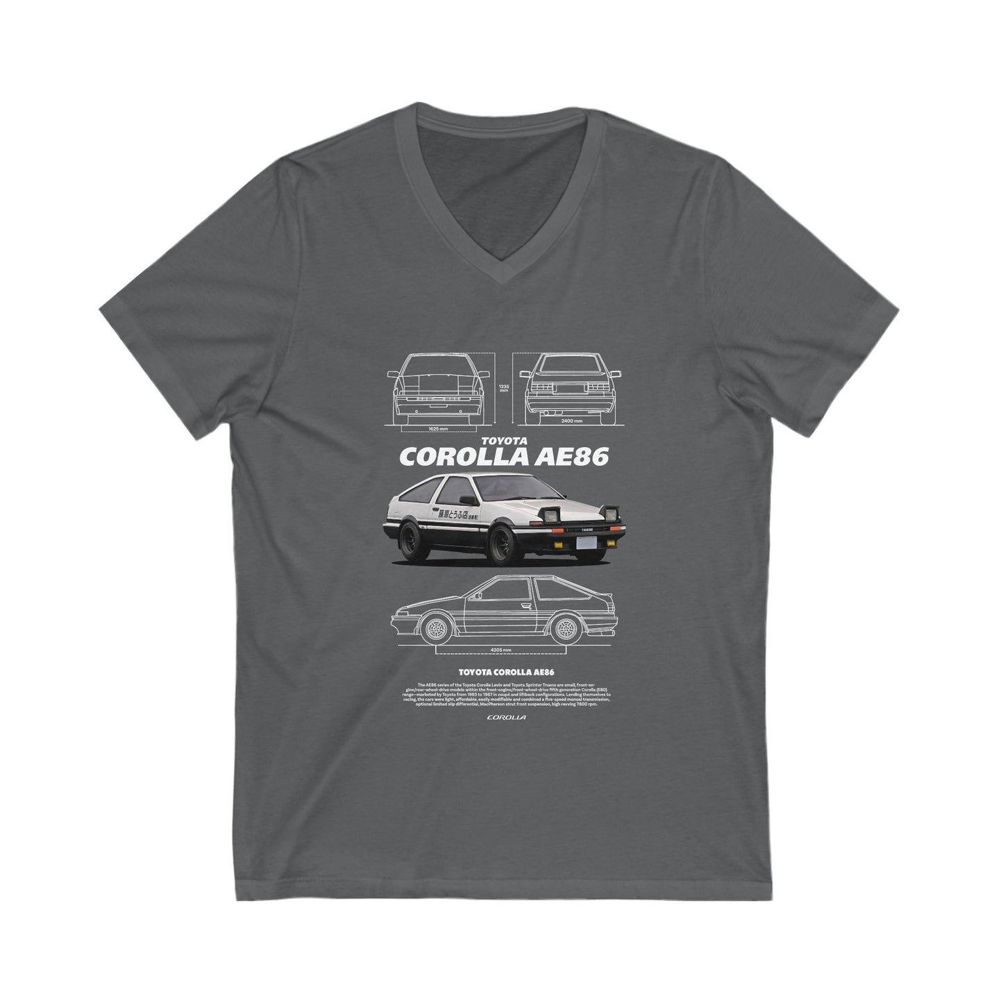 Toyota Corolla AE86 V-Neck Tee – Unisex Short Sleeve T-shirt for Car Enthusiasts - CreativeRino