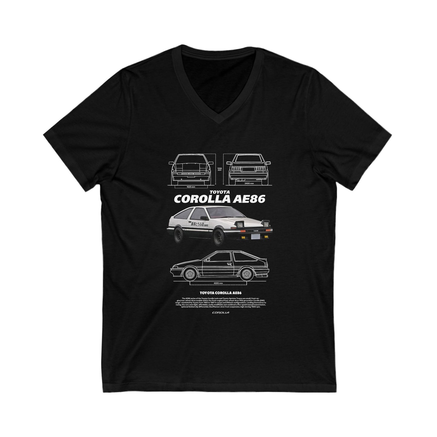 Toyota Corolla AE86 V-Neck Tee – Unisex Short Sleeve T-shirt for Car Enthusiasts - CreativeRino