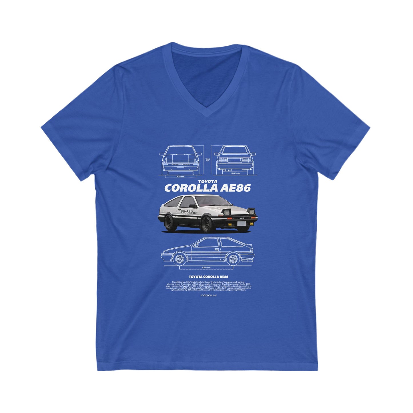 Toyota Corolla AE86 V-Neck Tee – Unisex Short Sleeve T-shirt for Car Enthusiasts - CreativeRino