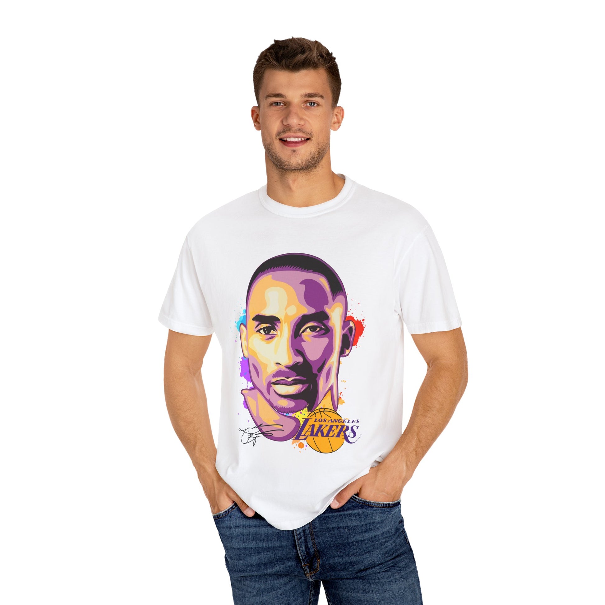 Kobe Bryant Unisex Garment-Dyed T-shirt - Vibrant Basketball Tribute Tee - CreativeRino