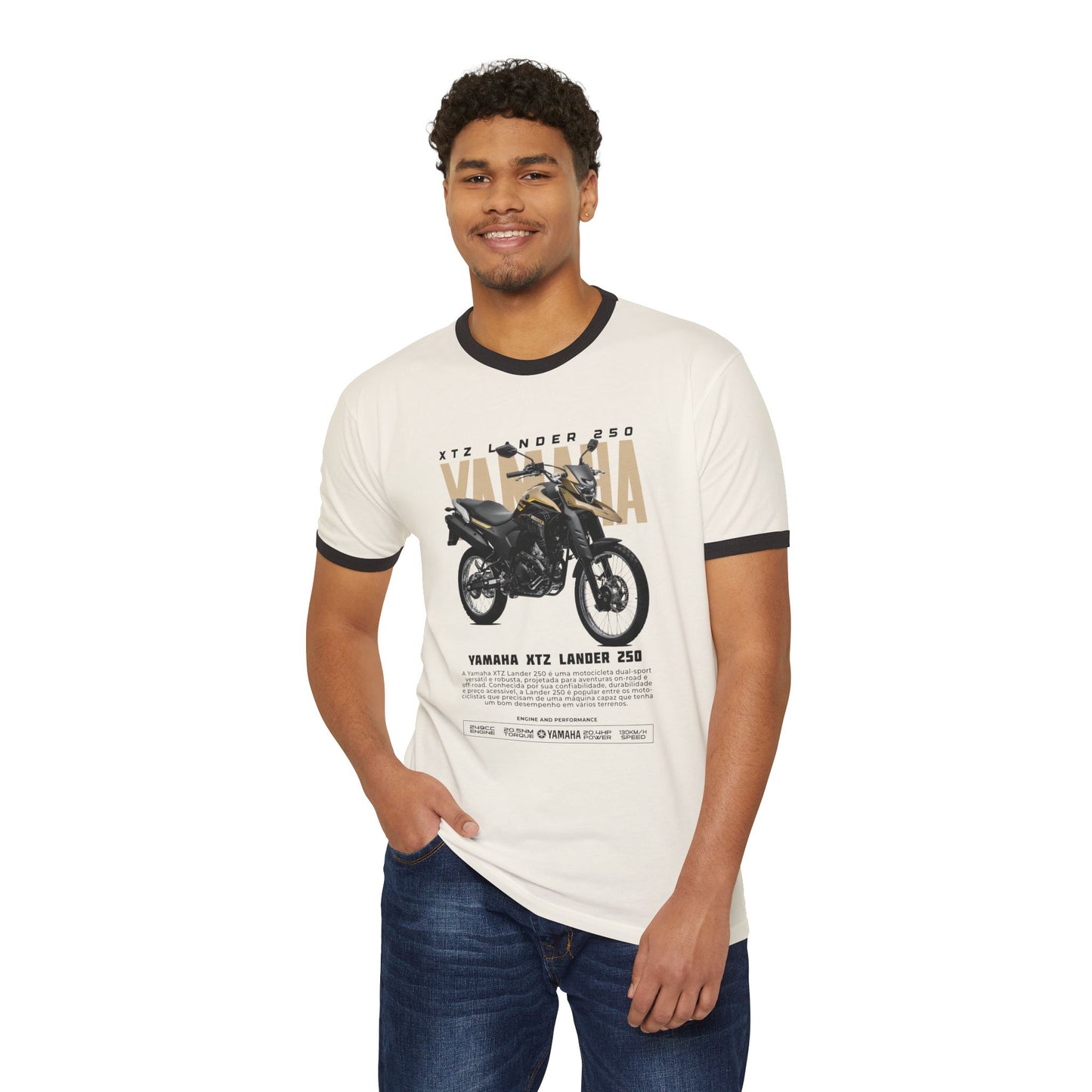 Yamaha XTZ Lander 250 Unisex Cotton Ringer T-Shirt - Vintage Motorcycle Graphic Tee - CreativeRino