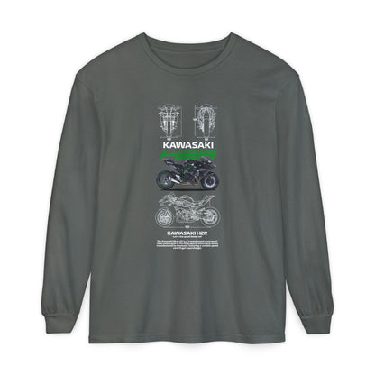 Kawasaki H2R Unisex Long Sleeve T-Shirt - Vintage Motorcycle Graphic Tee - CreativeRino