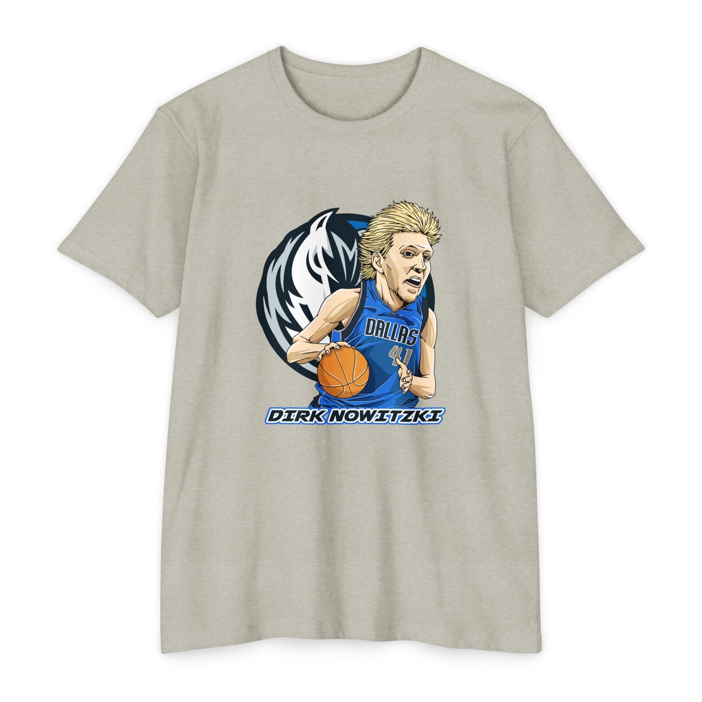Unisex CVC Jersey T-shirt - Dirk Nowitzki Basketball Graphic Tee - CreativeRino
