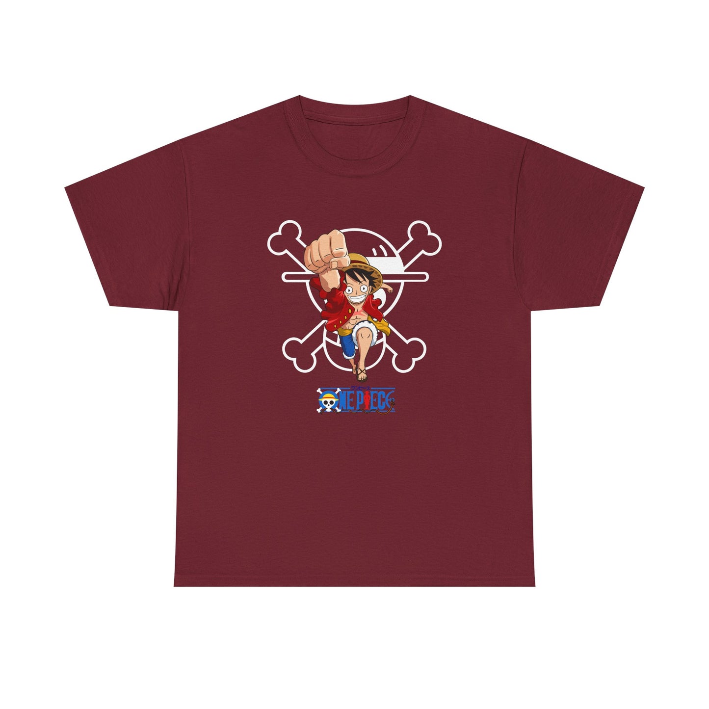 Anime Unisex Heavy Cotton Tee - One Piece T-shirt Pirate Theme - CreativeRino