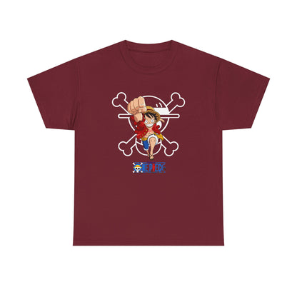 Anime Unisex Heavy Cotton Tee - One Piece T-shirt Pirate Theme - CreativeRino