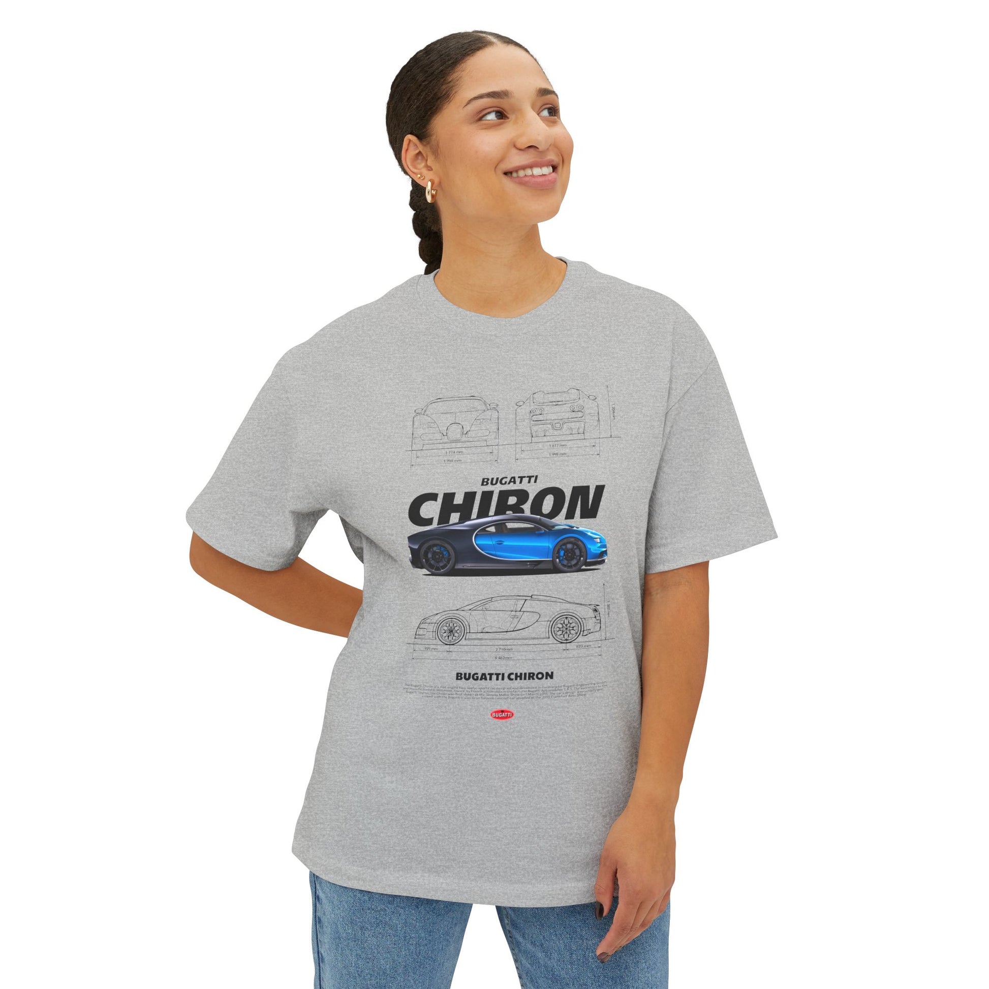 Bugatti Chiron Unisex Oversized Boxy Tee - Car T-shirt - CreativeRino