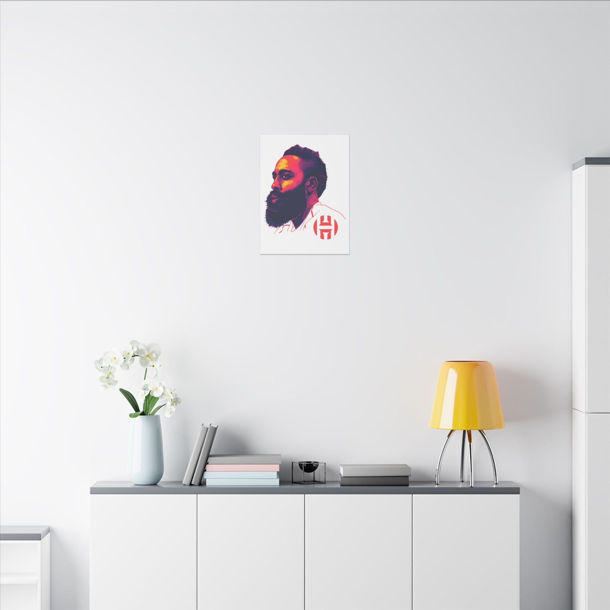 Stretched Matte Canvas Art - Vibrant Portrait of James Harden - CreativeRino