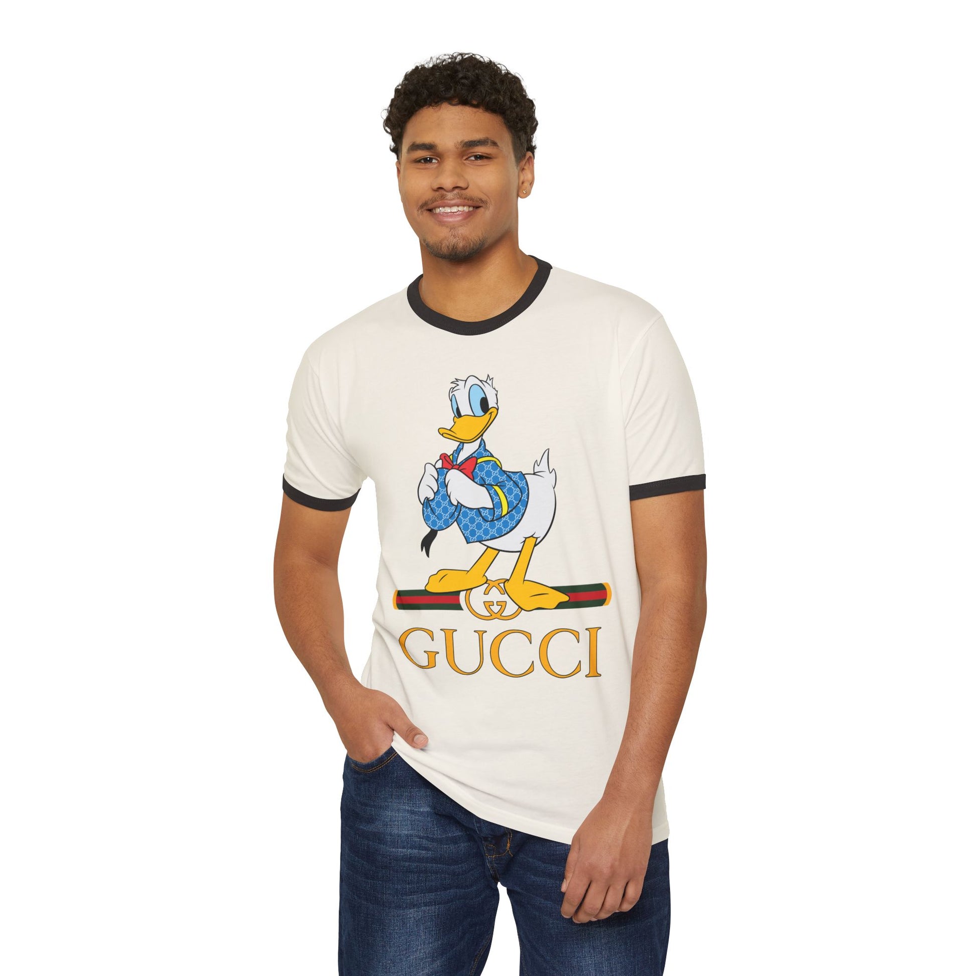 Donald Duck Gucci Unisex Cotton Ringer T-shirt - Fun & Trendy Casual Wear - CreativeRino