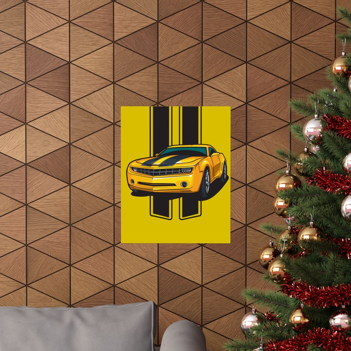 Yellow Sports Car Chevrolet Camaro Matte Vertical Poster - Car Enthusiast Decor - CreativeRino