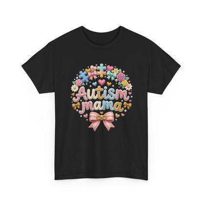 Autism Mama T-Shirt — Cute Pastel Puzzle Heart Design Printify