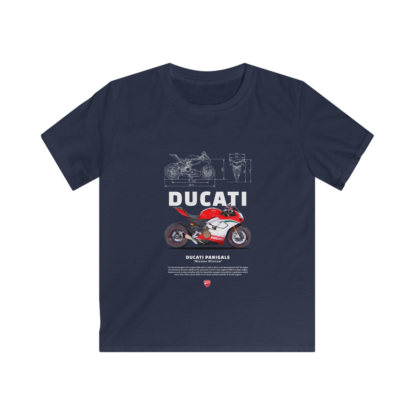 Ducati Panigale Kids Softstyle Tee - Motorcycle T-shirt Design for Young Riders - CreativeRino
