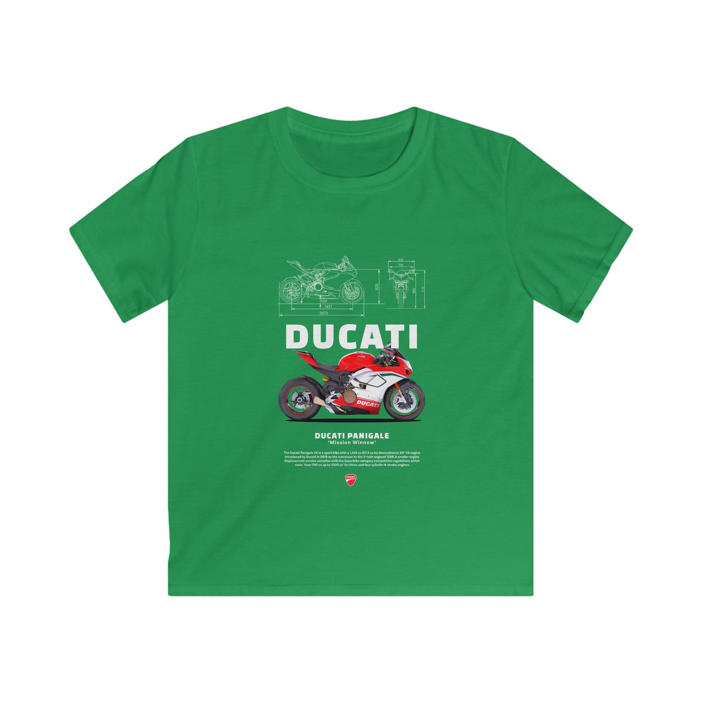 Ducati Panigale Kids Softstyle Tee - Motorcycle T-shirt Design for Young Riders - CreativeRino