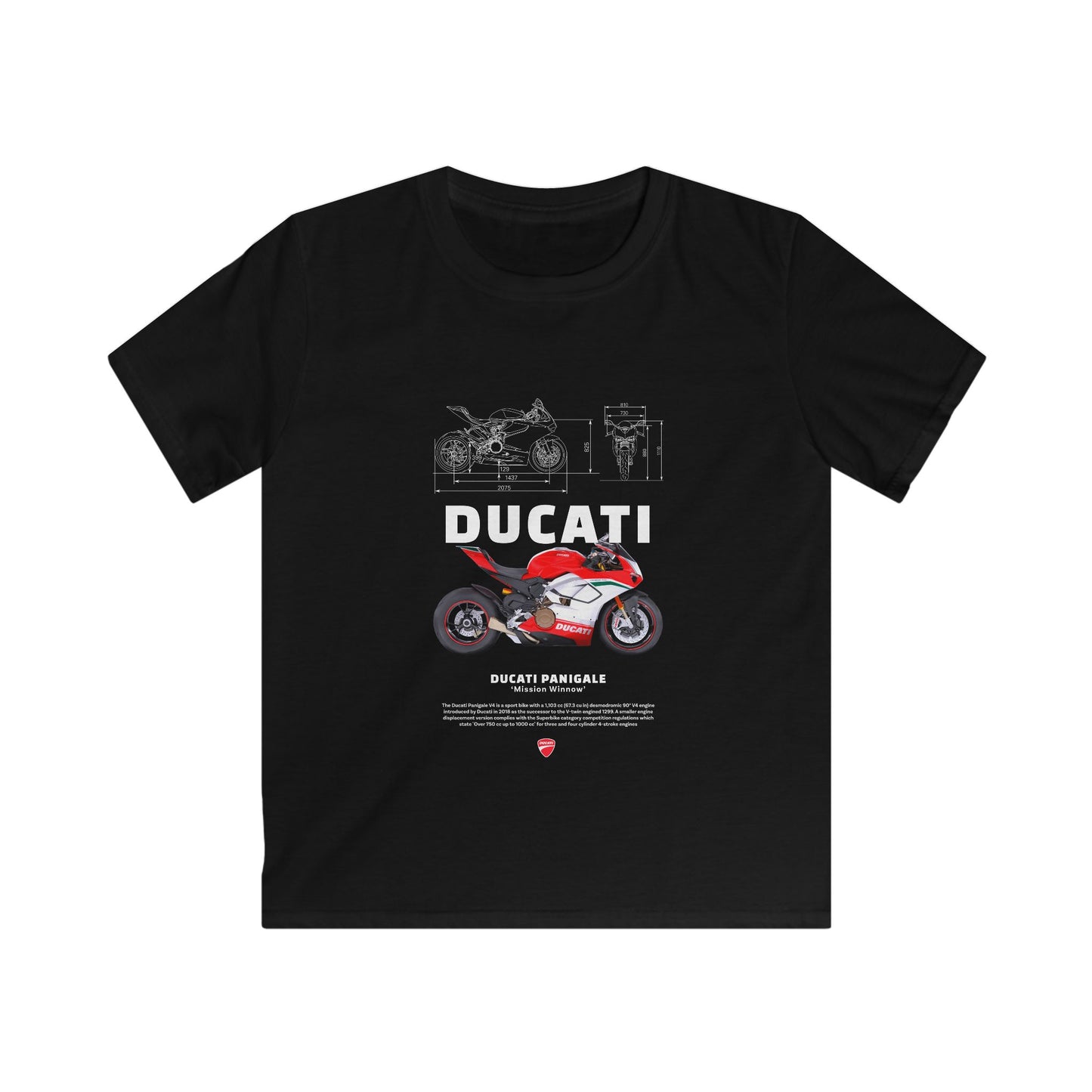 Ducati Panigale Kids Softstyle Tee - Motorcycle T-shirt Design for Young Riders - CreativeRino