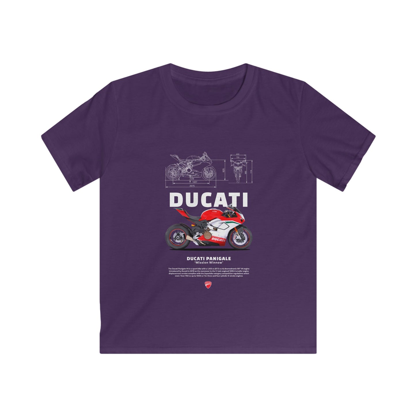Ducati Panigale Kids Softstyle Tee - Motorcycle T-shirt Design for Young Riders - CreativeRino