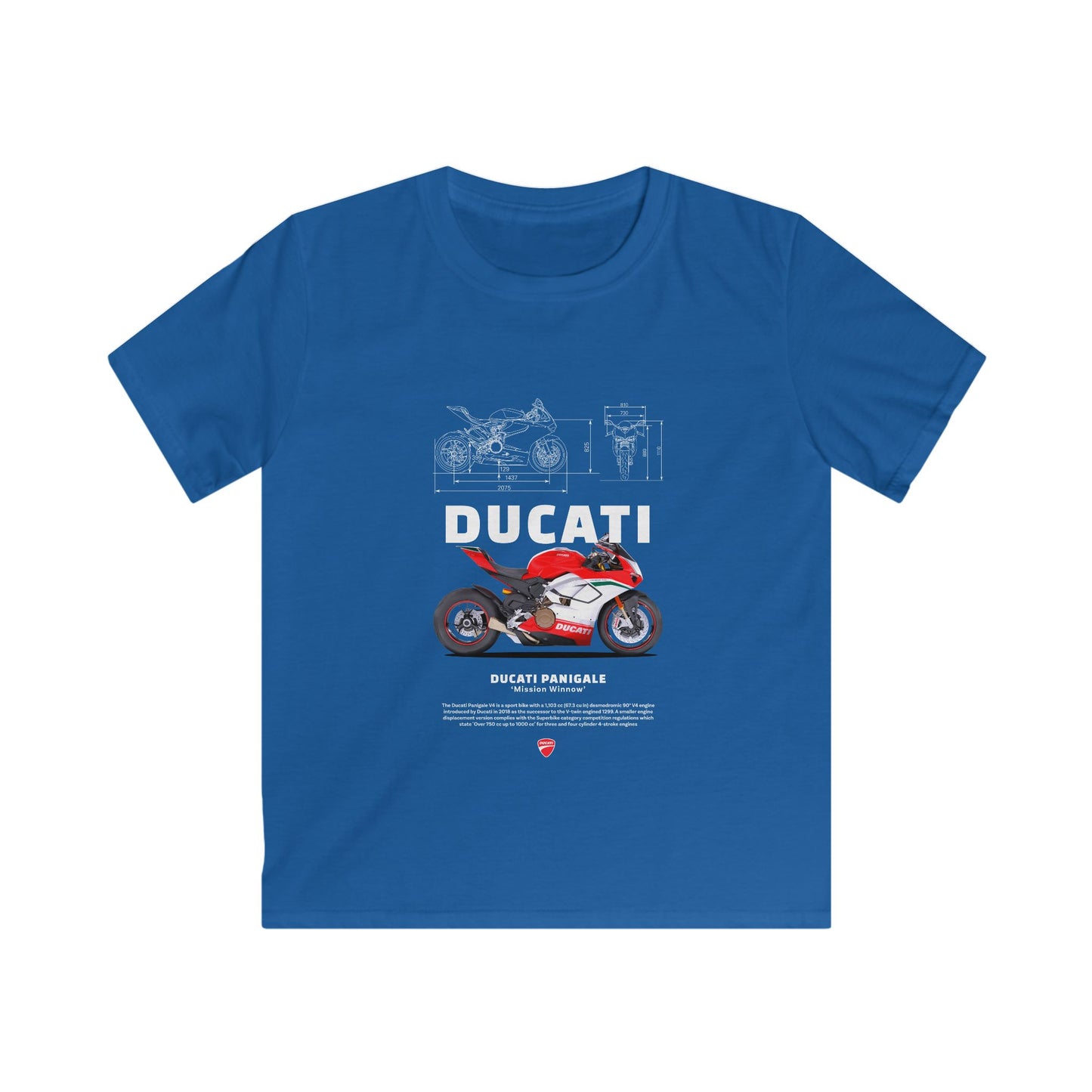 Ducati Panigale Kids Softstyle Tee - Motorcycle T-shirt Design for Young Riders - CreativeRino