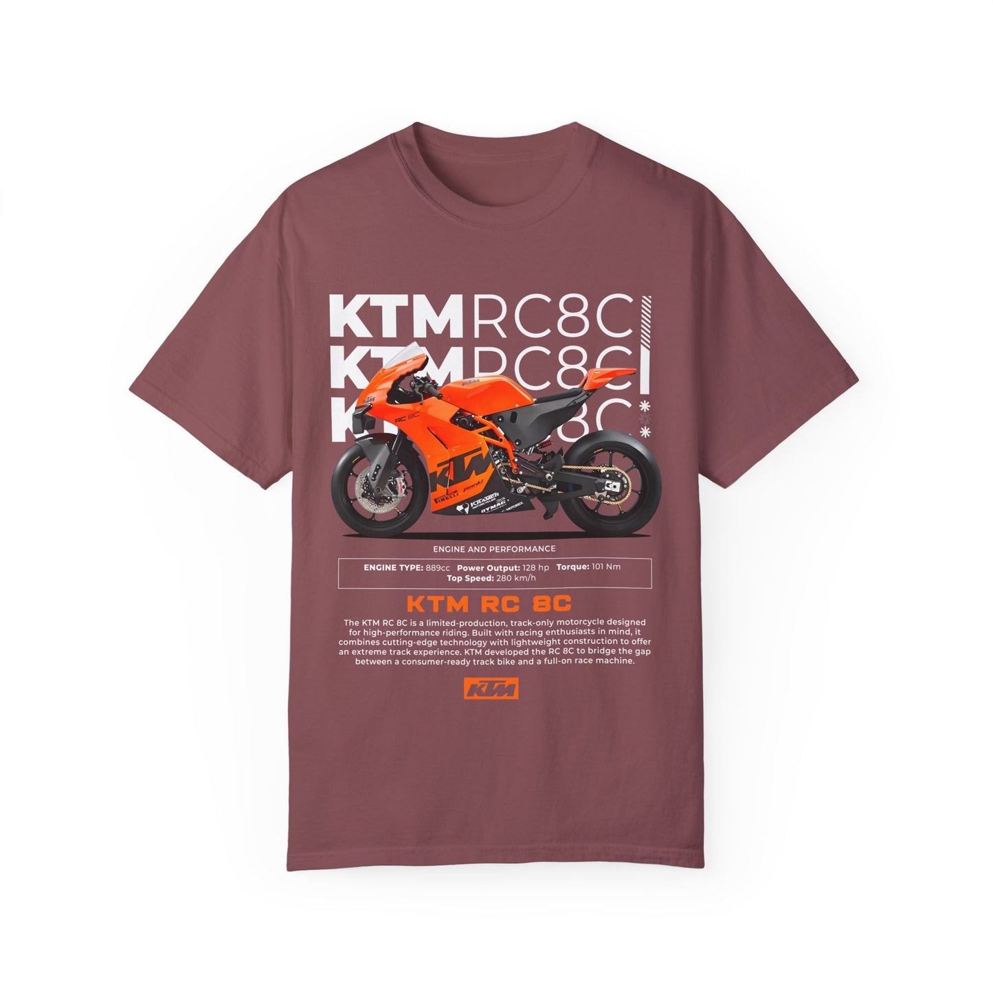 KTM RC 8C Unisex Garment-Dyed T-Shirt - Perfect for Motorcycle Enthusiasts - CreativeRino