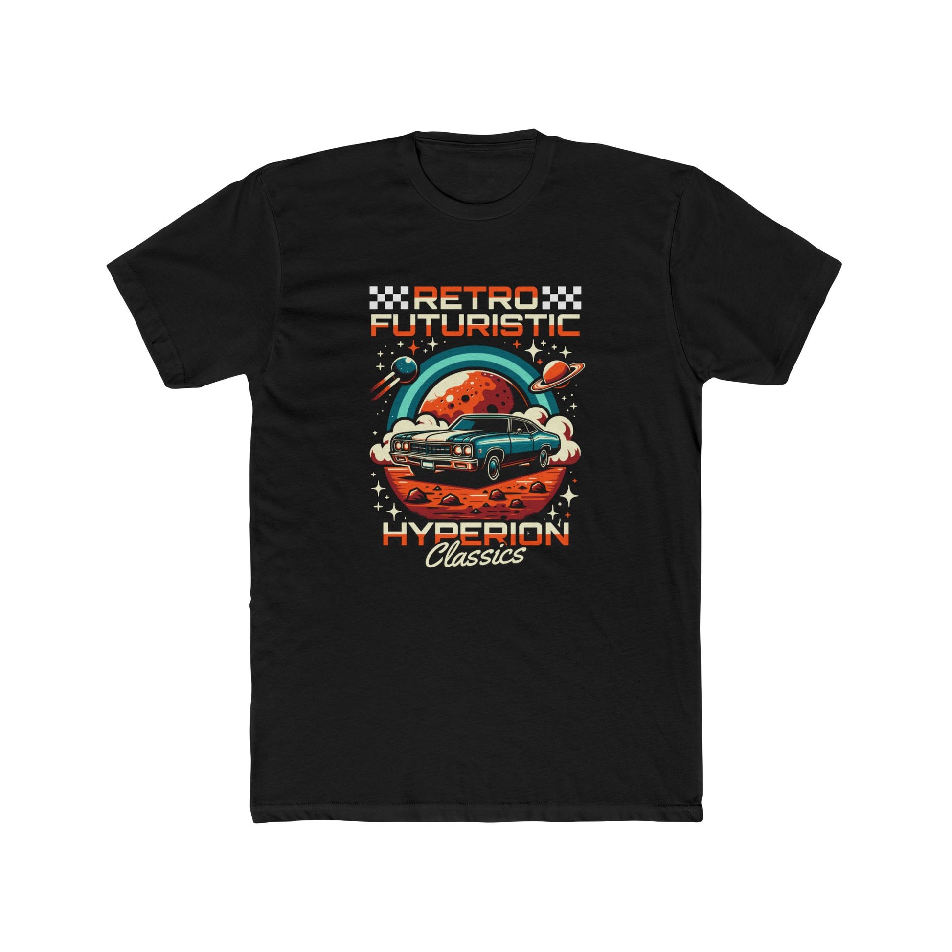 Retro Futuristic Car Unisex Cotton Crew Tee - Vintage Space T-shirt Design - CreativeRino