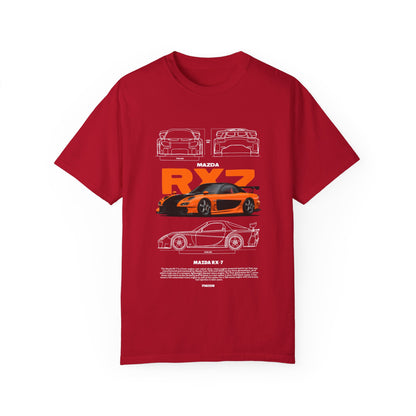 Mazda RX-7 Unisex Garment-Dyed T-Shirt | Car Enthusiast Apparel - CreativeRino