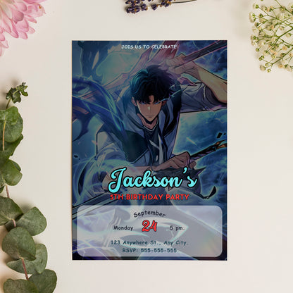 Solo Leveling Birthday Invitation Template - CreativeRino