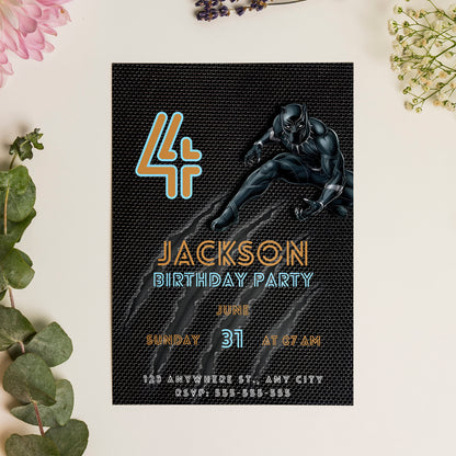 Black Panther Birthday Invitation Template - CreativeRino