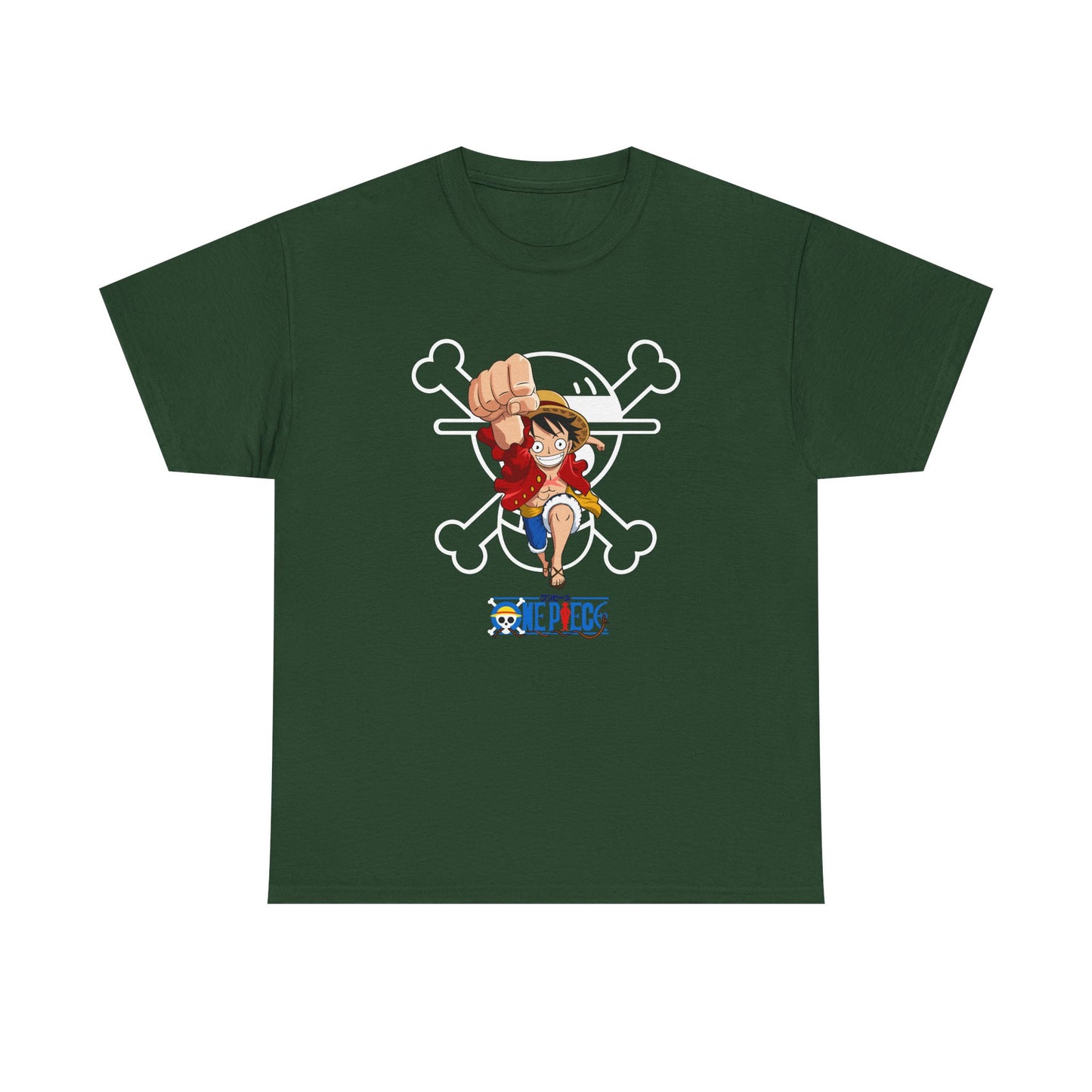 Anime Unisex Heavy Cotton Tee - One Piece T-shirt Pirate Theme - CreativeRino
