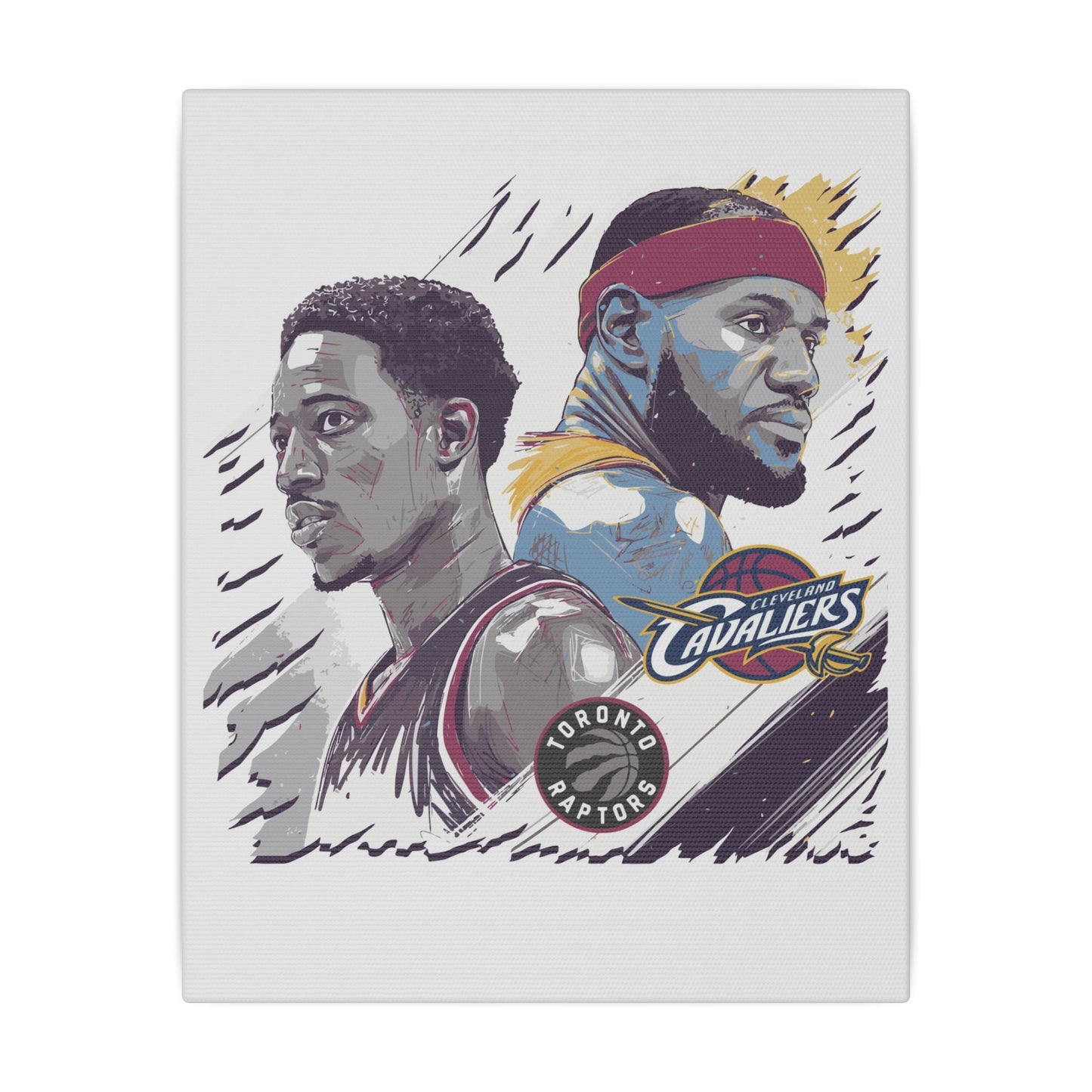 DeMar DeRozan Vs Lebron James Basketball Legend Canvas Art - NBA Stars Wall Decor - CreativeRino