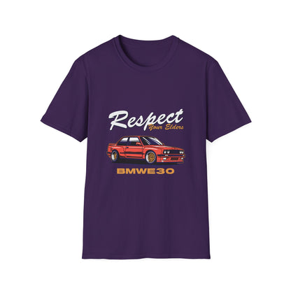 Respect Your Elders BMW E30 Unisex Softstyle T-Shirt - CreativeRino
