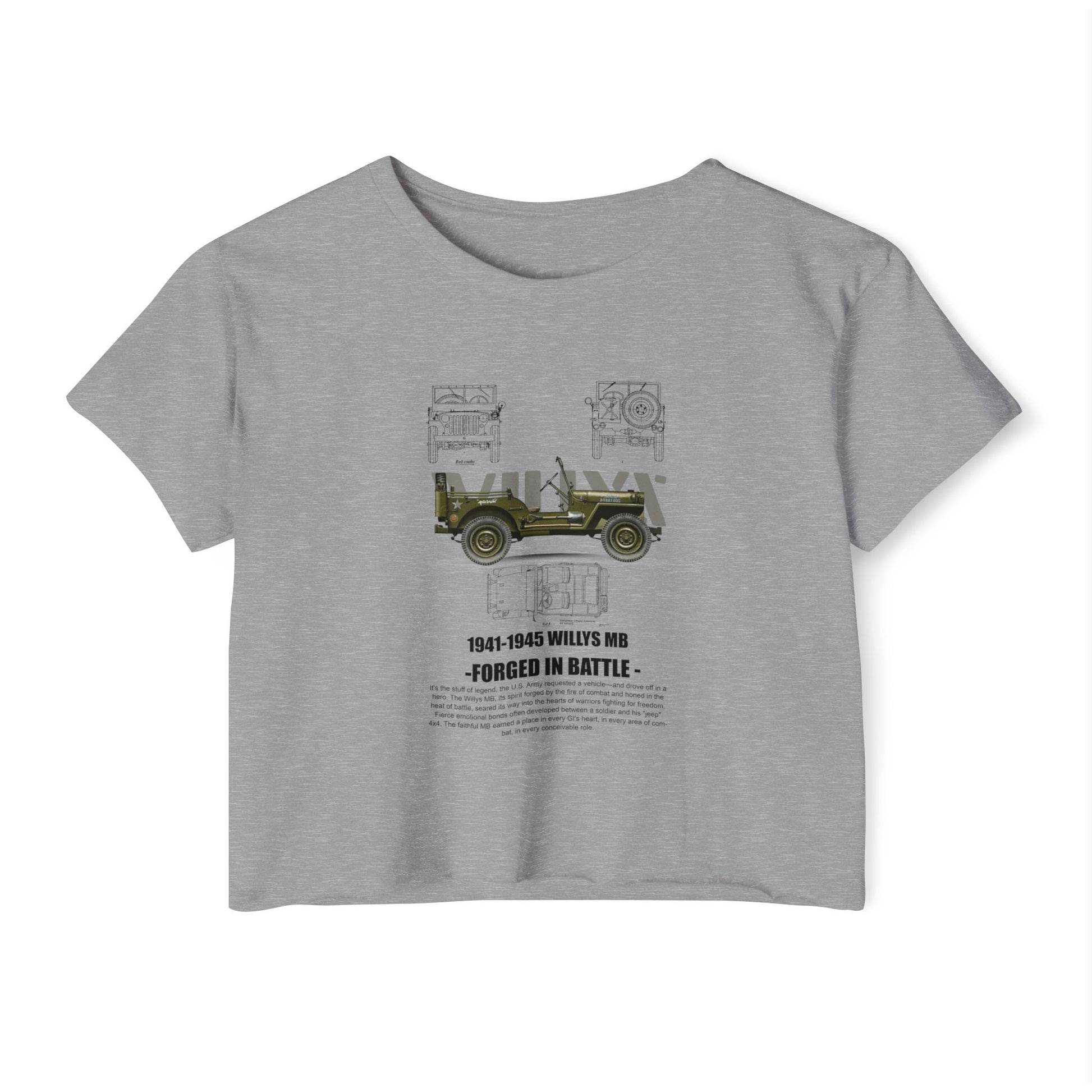 1941-1945 Willys MB Festival Crop Top - Vintage Military Graphic T-shirt for Women - CreativeRino