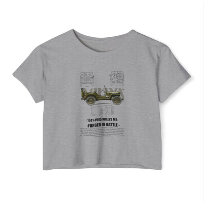 1941-1945 Willys MB Festival Crop Top - Vintage Military Graphic T-shirt for Women - CreativeRino
