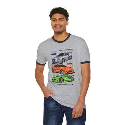 Fast and Furious Car Unisex Cotton Ringer T-Shirt - Car Enthusiast Gift - CreativeRino