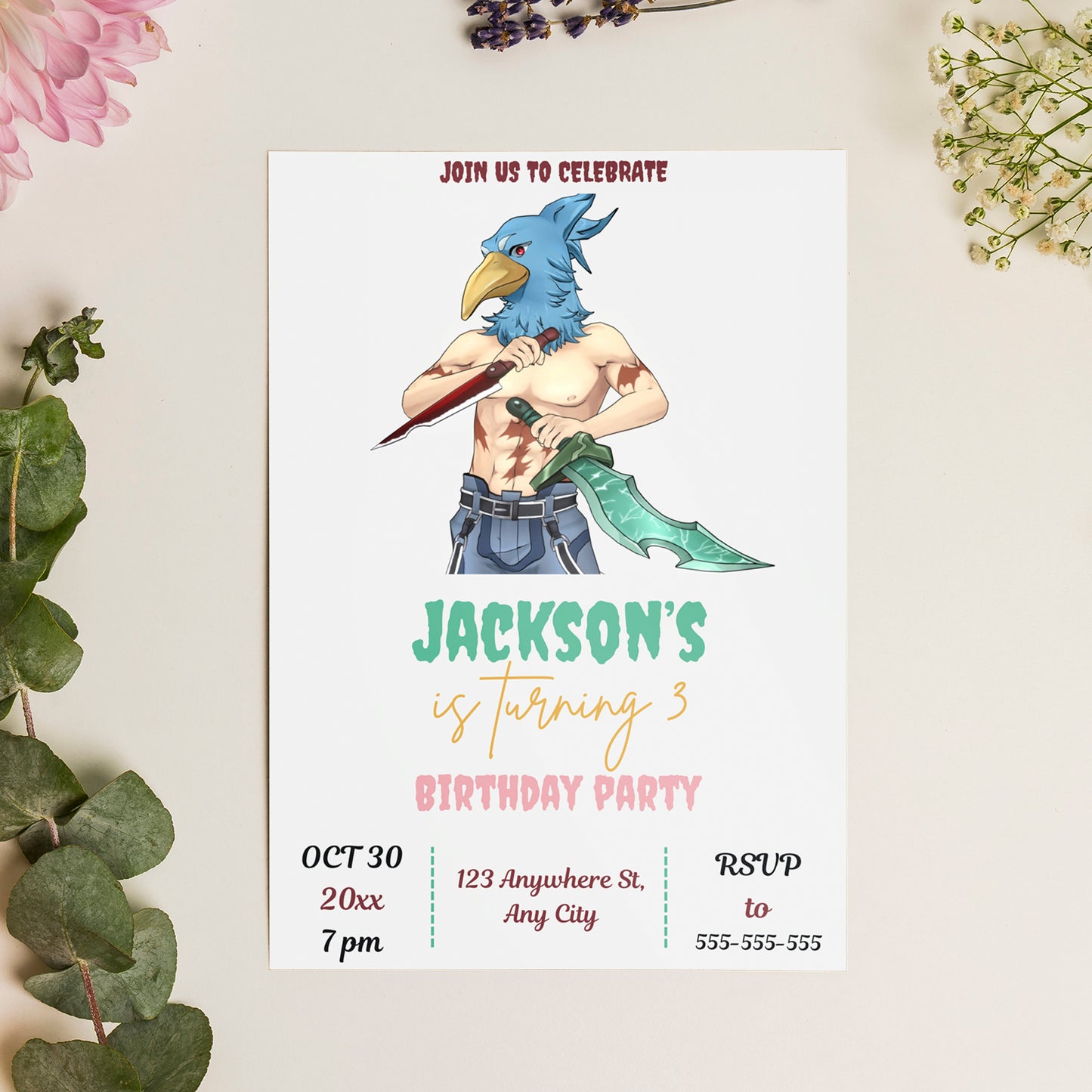Shangri La Frontier Birthday Invitation Template