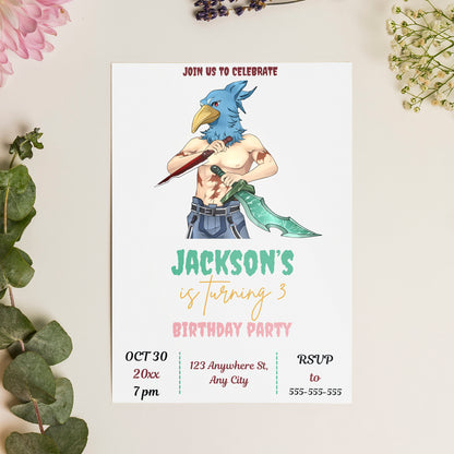 Shangri La Frontier Birthday Invitation Template - CreativeRino