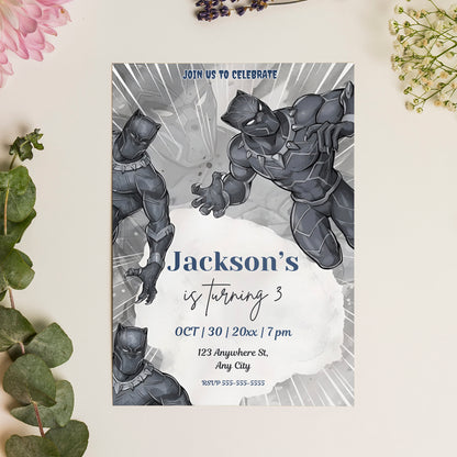 Black Panther Birthday Invitation Template - CreativeRino