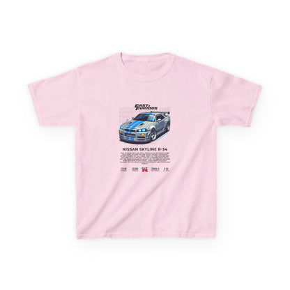 Nissan Skyline R-34 Kids Tee - Fast & Furious Movie Inspired Cotton Shirt - CreativeRino