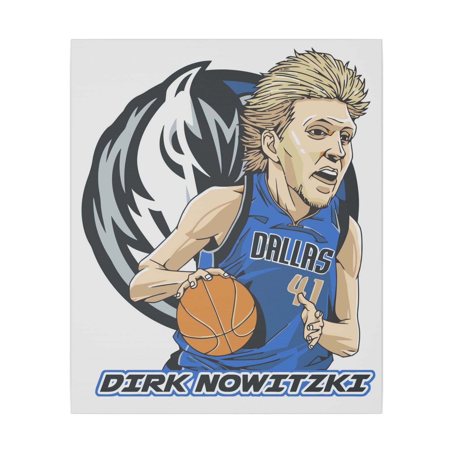 Dirk Nowitzki Basketball Canvas Art - Stretched Matte Print for Sports Fans - CreativeRino