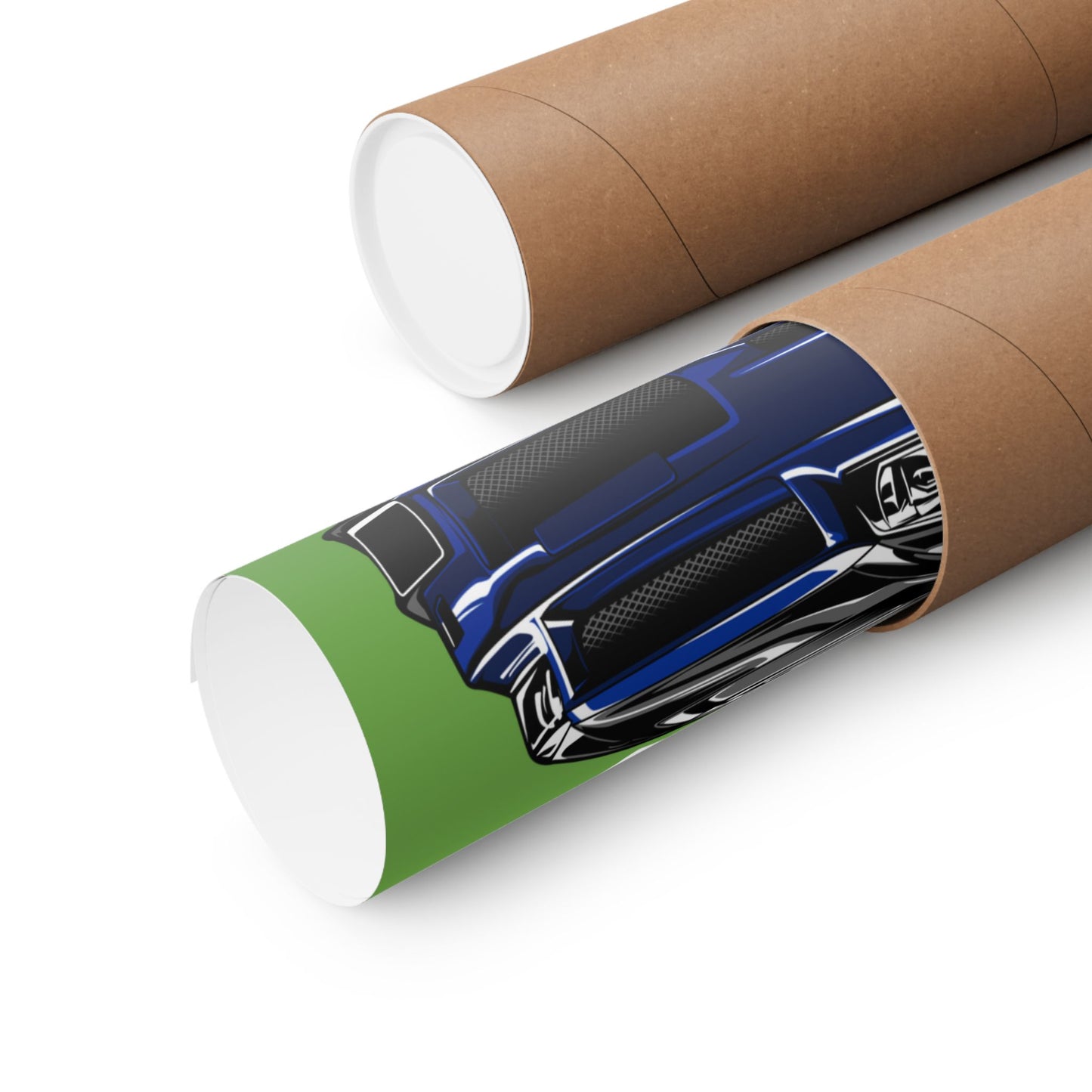 Car Matte Square Poster - Racing Car & Tyrannosaurus Design - CreativeRino