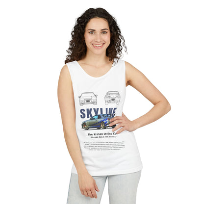 Nissan Skyline Garment-Dyed Tank Top - Vintage Car Enthusiast T-shirt - CreativeRino