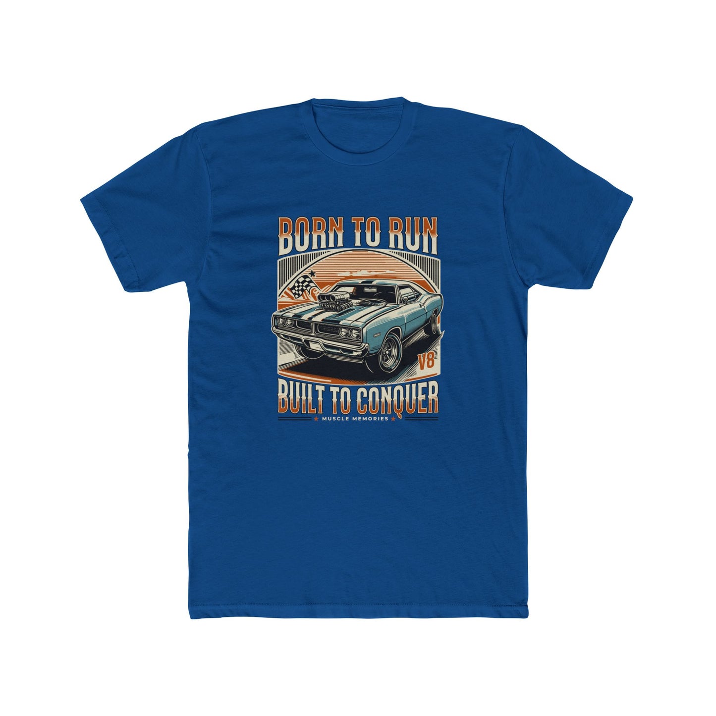 Born to Run: Vintage Muscle Car Unisex Cotton Crew Tee | Car T-shirt - CreativeRino