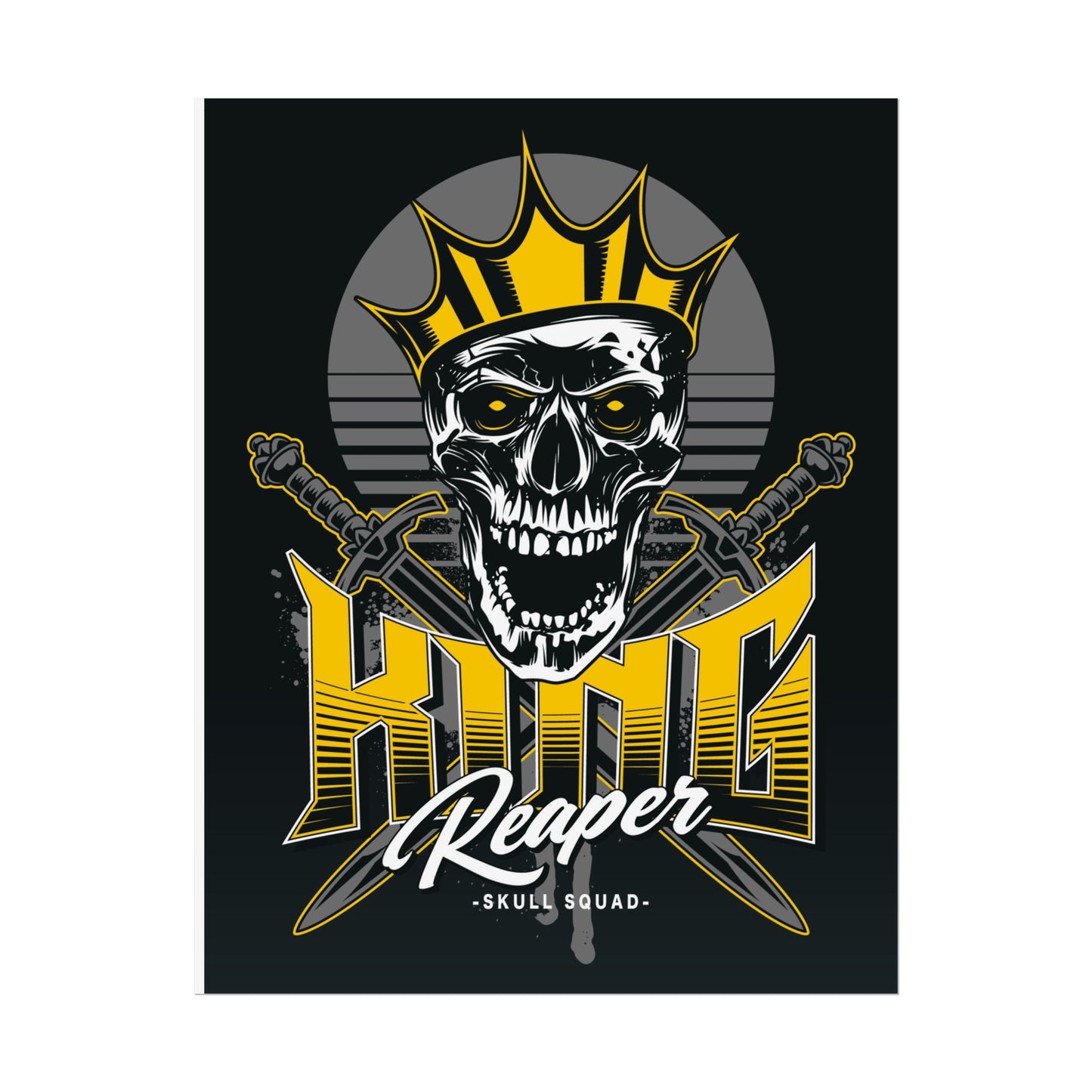 Vintage Skull King Reaper Poster - Bold Wall Art for Gamers & Bikers - CreativeRino