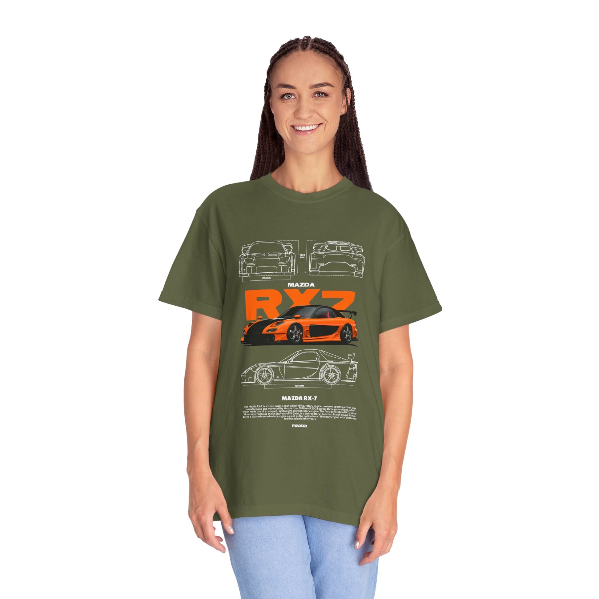 Mazda RX-7 Unisex Garment-Dyed T-Shirt | Car Enthusiast Apparel - CreativeRino
