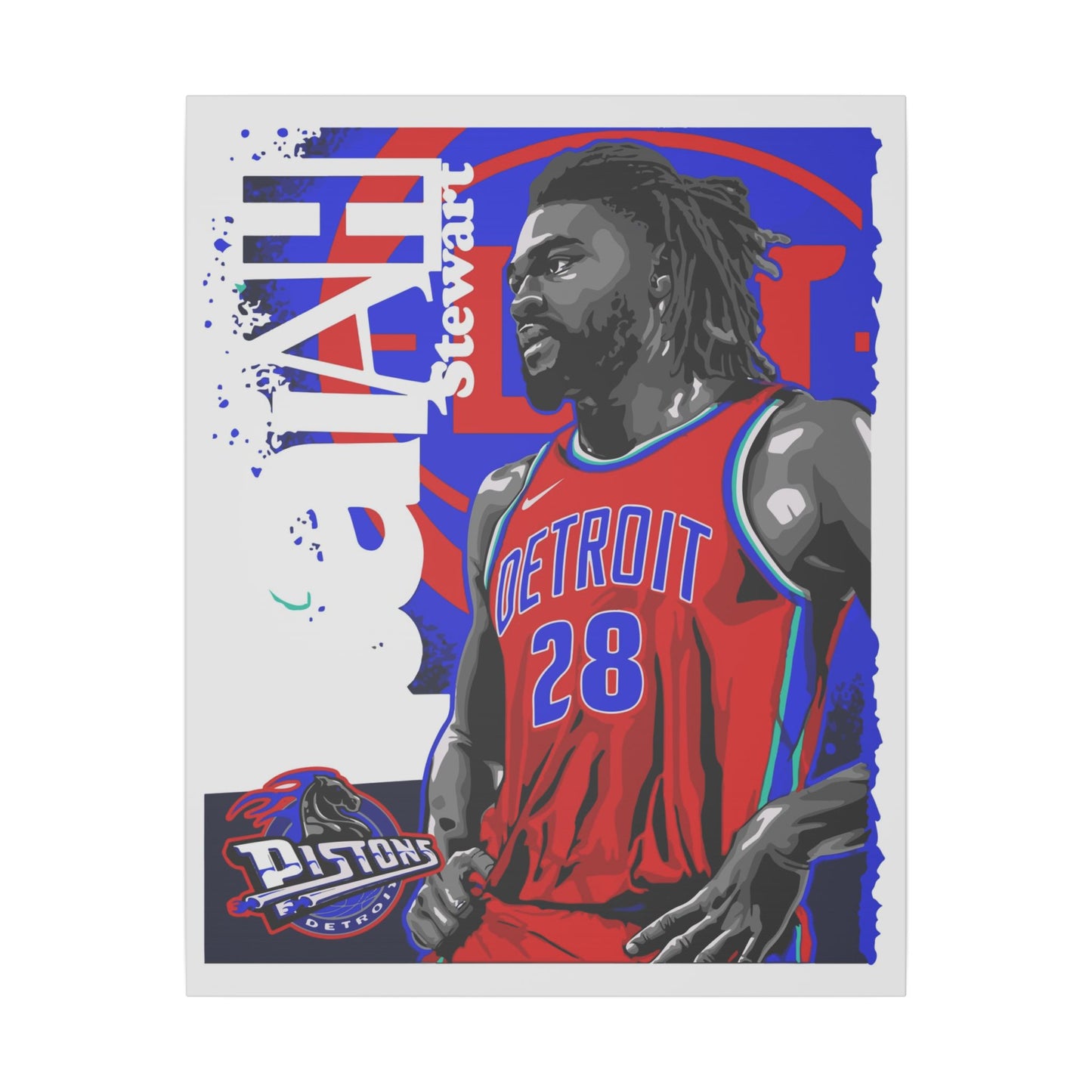 Isaiah Stewart Detroit Pistons Canvas Art - Vibrant Wall Decor for Basketball Fans - CreativeRino