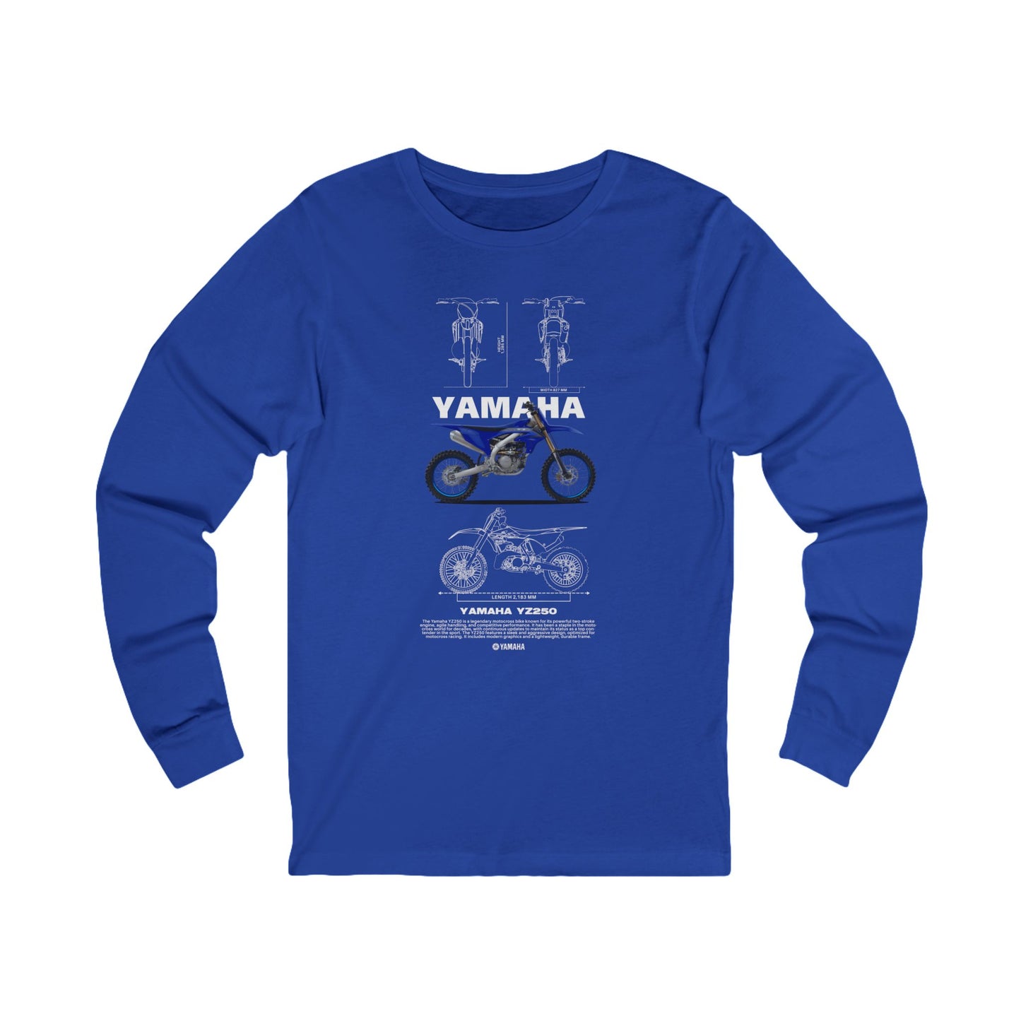 Yamaha YZ250 Motorcycle Long Sleeve Tee - Unisex Casual Apparel - CreativeRino