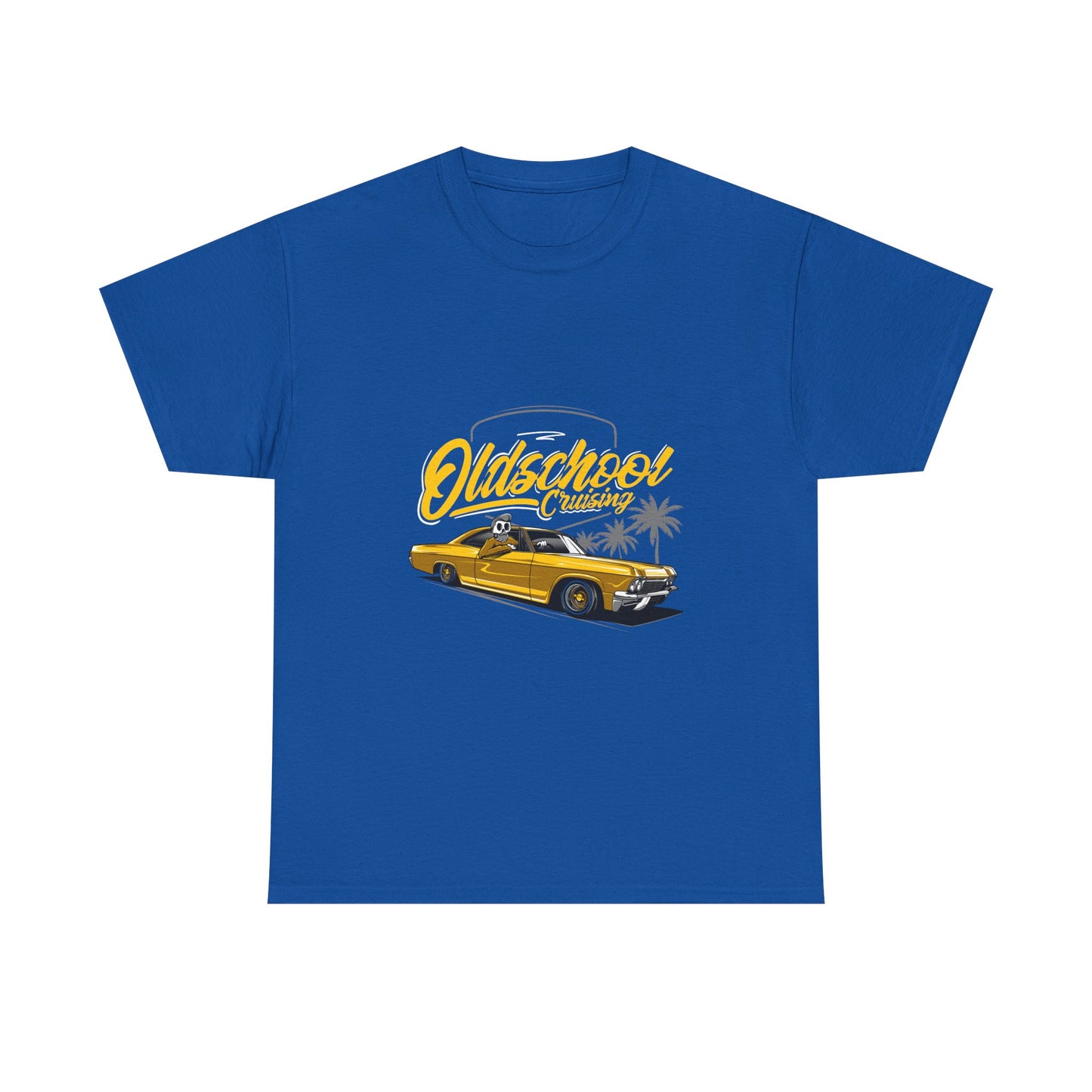 Retro Car Unisex Heavy Cotton Tee - "Oldschool Cruisin'" T-shirt Design - CreativeRino